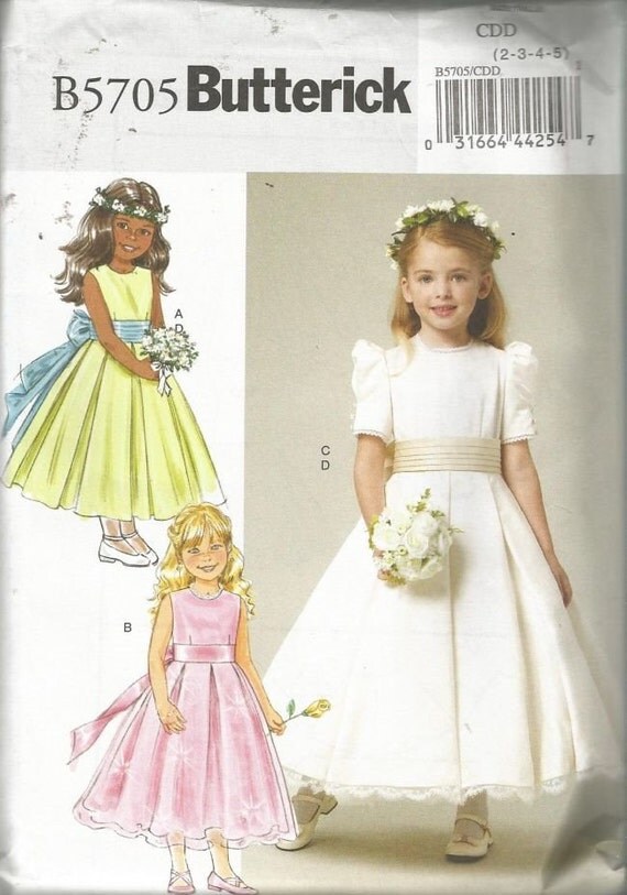 Pattern Butterick 5705 Flower Girl Dress Royal Wedding Size