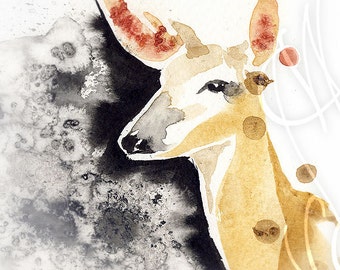 Martinefa's Original watercolor and Ink "Biche"