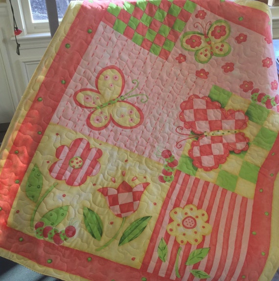 Baby Quilt with matching Fabric Book by DoodleBugsQuilts on Etsy