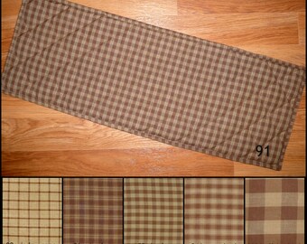 Brown and TAN Homespun Quilted Table Runner Placemats Plaid Primitive Country Rustic 24, 30, 36, 42, 48, 54, 60, 66, 72 inch