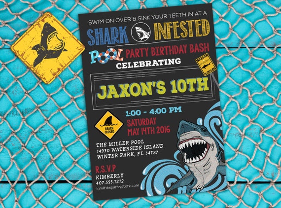 Shark Pool Party Invitation