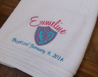 LDS Baptism Towel-CTR emblem