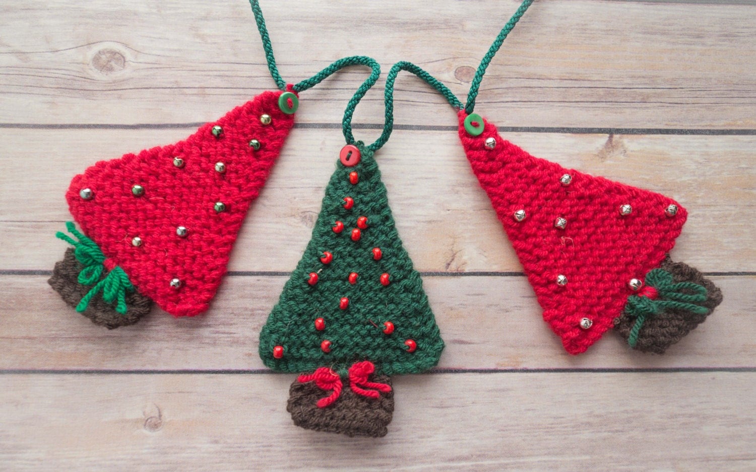 Christmas tree knitted garland Santa's homemade