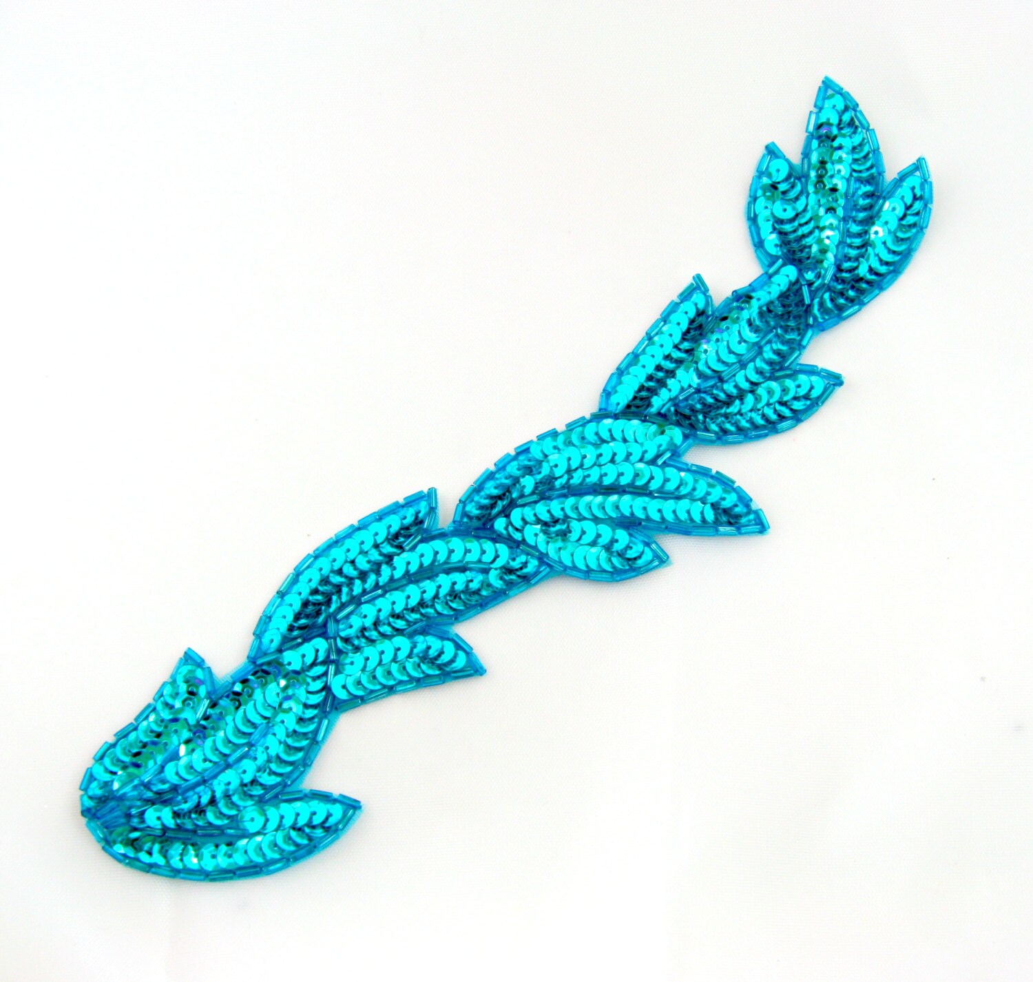 Turquoise Sequin Applique Teal Leaf Applique Leaf Garland