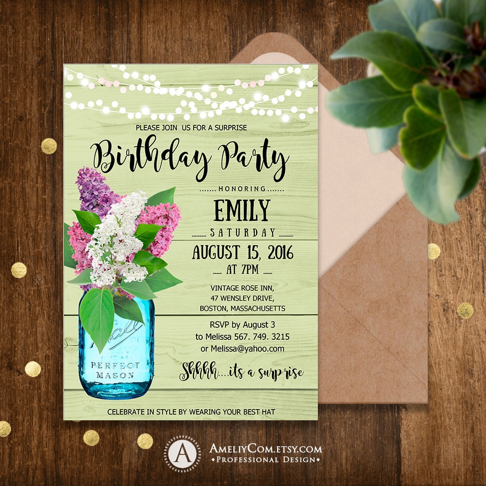  Adult Birthday Invitations  Printable Garden Birthday  Party 