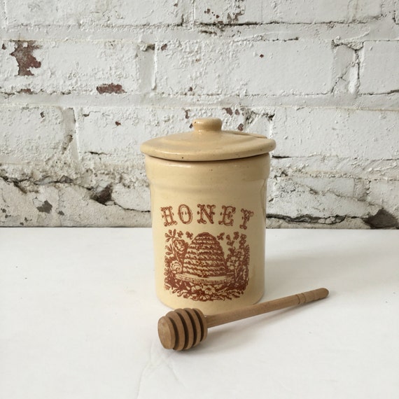 Vintage Ceramic Honey Pot w/ honey dipper