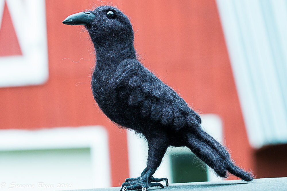 Needle felted Crow Raven Bird Soft by TheFeltedGnomeKnows on Etsy