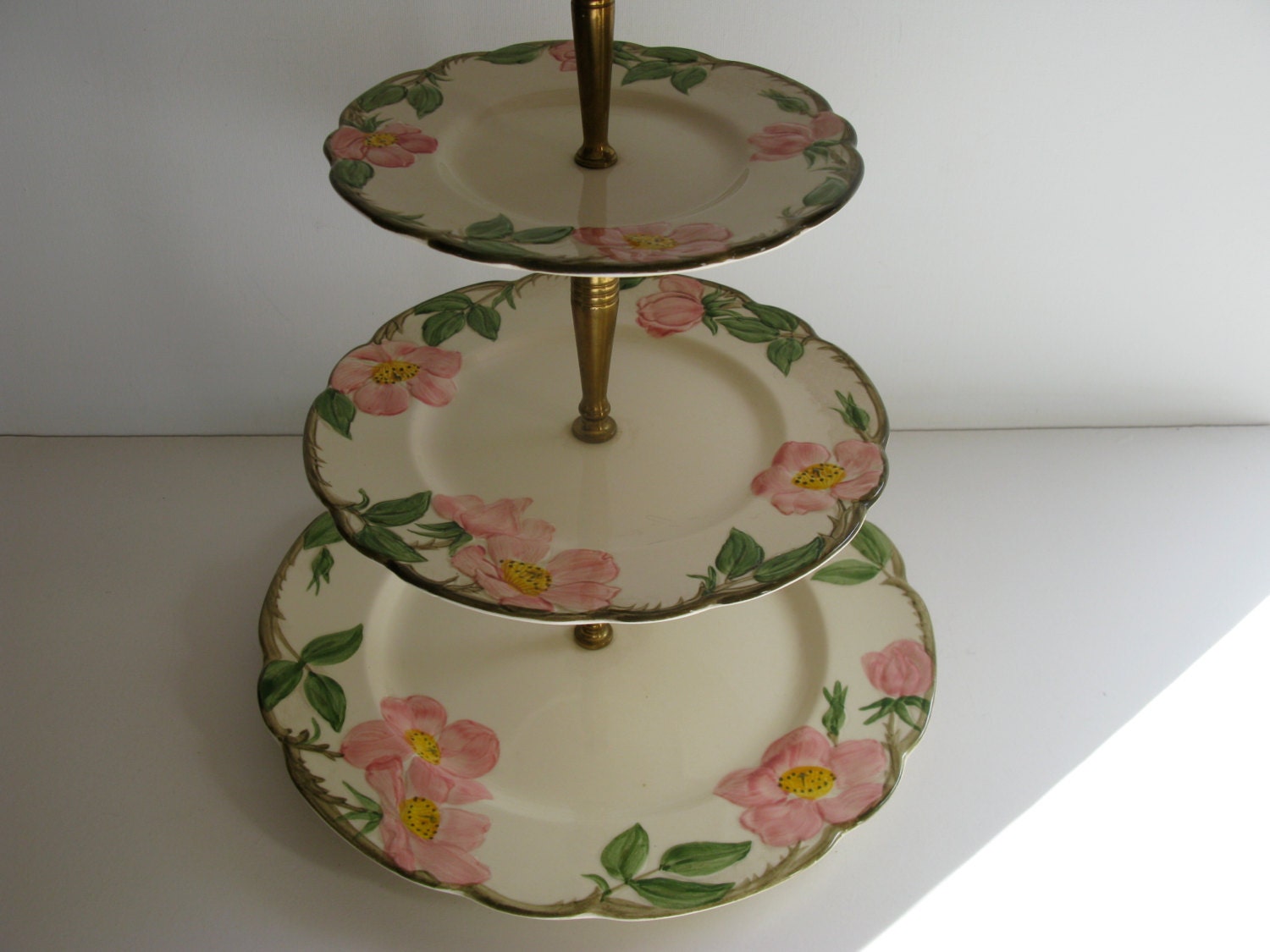 FRANCISCAN DESERT ROSE Three Tier Tidbit Appetizer Serving Tray By 