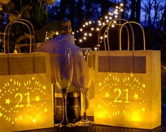 21st, 30th 40th 50th birthday decor, luminarias, party lantern bags