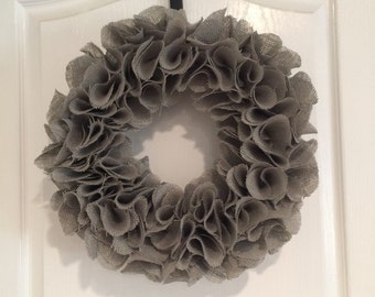 Large 19" Gray Ruffle Burlap Wreath