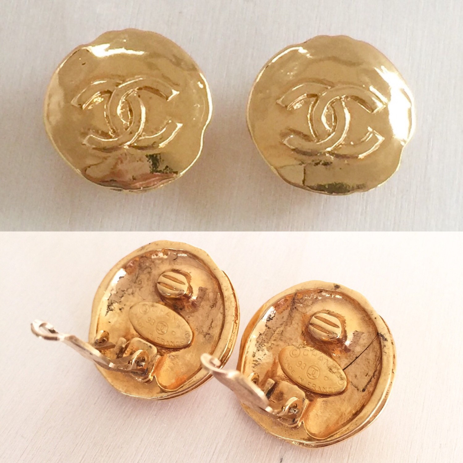 Vintage 1993 CHANEL CC Round Earrings