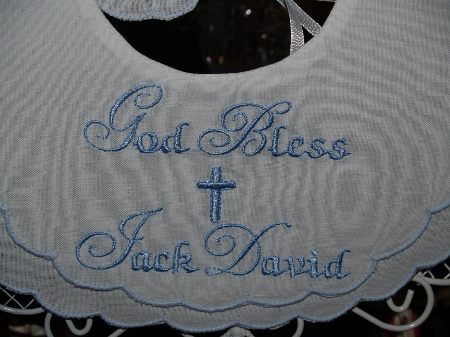 Personalized Baptismal /Christening Bib God Bless