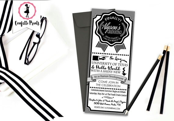 Graduation Invitation | Graduation Announcement | College Graduation | Graduation Party Invitation | Open House - HELLO REAL WORLD Printable Il_570xn