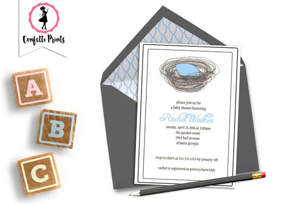 Rustic Baby Shower Invitation | Vintage Baby Shower Invitation | Spring Baby Shower Invitation | Baby Bird Shower - NEARLY HATCHED Printable Il_570xn