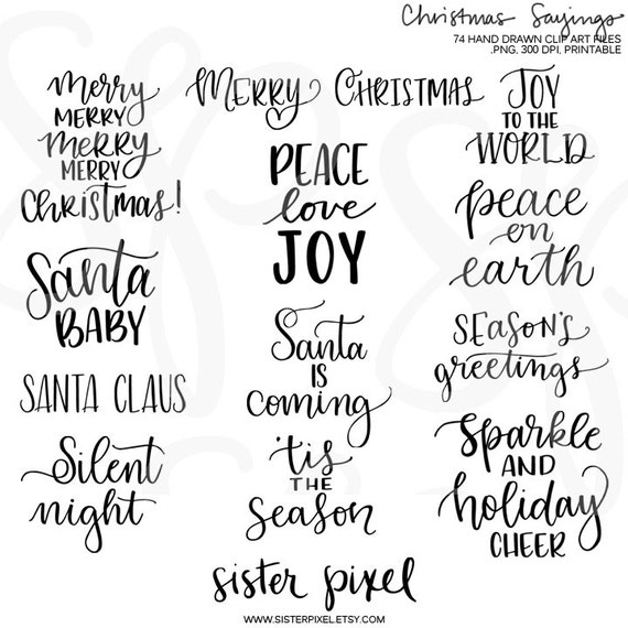 Hand Lettered Christmas Holiday Sayings Clip Art Modern