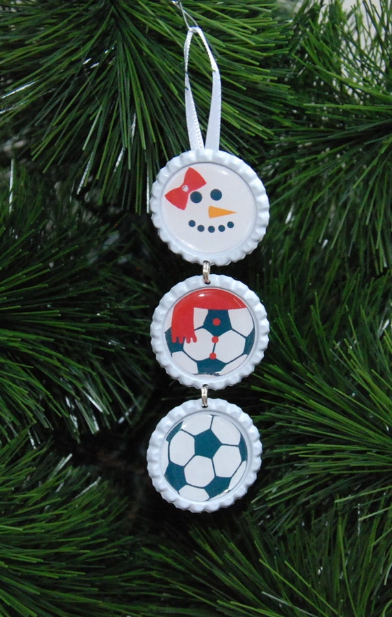 soccer snowman bottle cap christmas ornament christmas gift soccer snowman bottle cap christmas ornament christmas gift