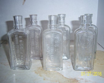 1900-1920s Lot of 6 Foss Extract bottles Portland, Me 4 7/8 inches tall