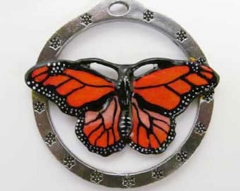 Painted ~ Monarch Butterfly ~ Holiday Ornament ~ AP040OR
