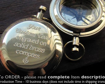 Engraved Compass, Long Distance Boyfriend Gift, Working Compass, Personalized Compass, Custom Compass Gift, Boyfriend Gift, GPS Coordinates