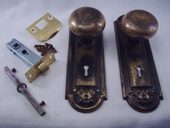 Antique Solid Brass Door Knob set Conversion for Modern by mickcut