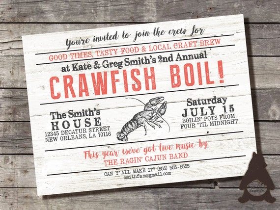 Crawfish Boil Invitation Low Country Boil by RockCreekPaperCo