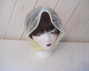 Yellow head scarf, vintage nylon head scarf, mid century, 50s 60s