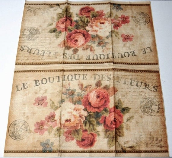 paper french decoupage by YWart 2 for Napkins Flower Vintage Paper Parisian Decoupage