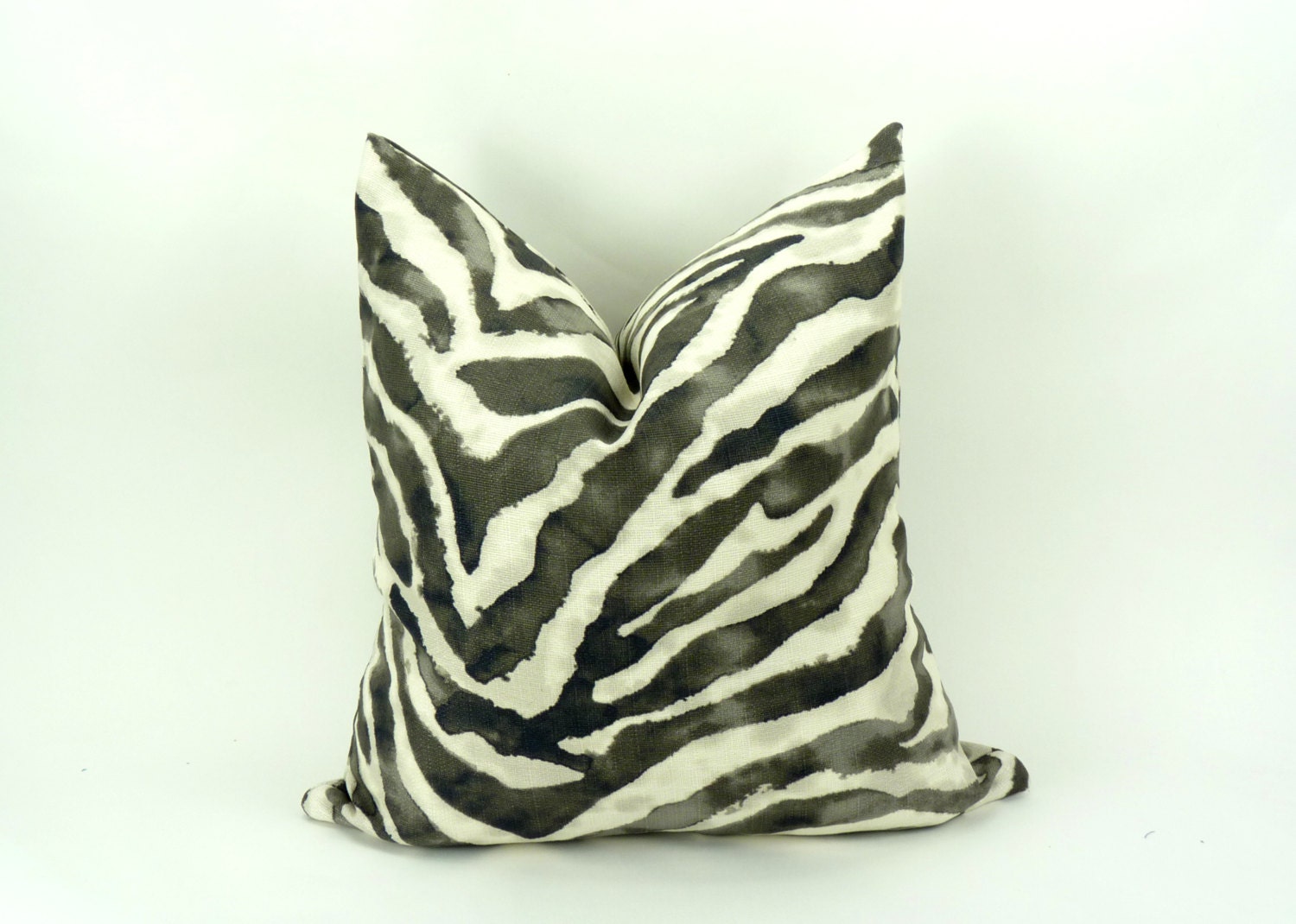 zebra print pillow // grey zebra cushion // grey and white