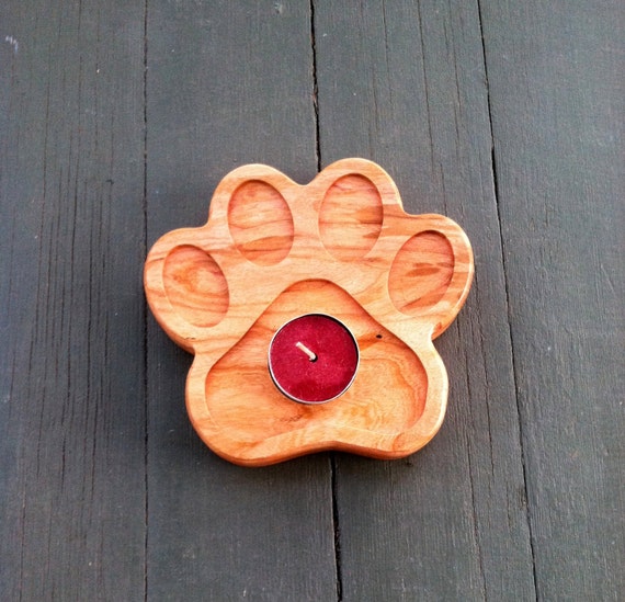 Dog Paw Candle Holder Dog Tea Light Holder Carved Wood Dog