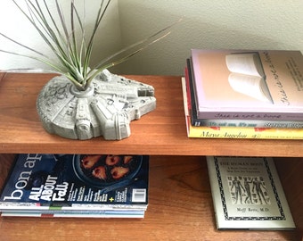 Large Millennium Falcon Concrete Planter - Includes Air Plant - Star Wars Home Decor