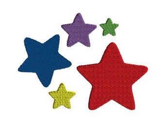 Mini Star Embroidery Design, 5 sizes, filled stitch, digital download, machine embroidery design