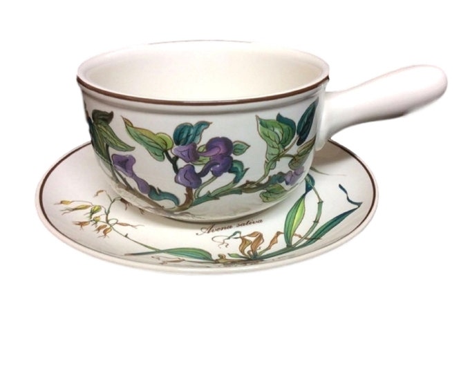 Villeroy and Boch Botanica Gravy Boat with Under Plate, Vintage Villeroy & Boch Gravy Server from Luxembourg, Floral Gravy Bowl