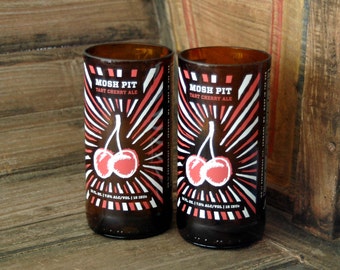 Craft Beer Bottle Glasses No-Li Cherry Mosh Pit recycled glasses- Set of 2