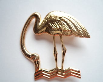Vintage Unsigned Goldtone Flamingo Brooch/Pin