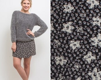 90s skort vintage GRUNGE 1990s MINI skirt FLORAL ditzy floral high waist nineties rayon grunge wrap skirt