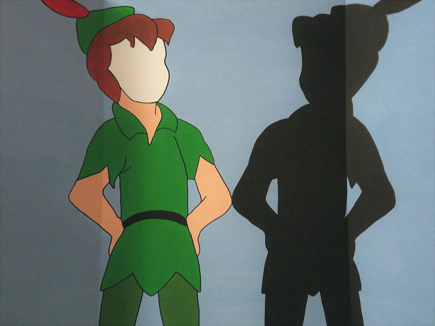 Peter Pan & His Shadow Hand Drawn and Painted Photo Op