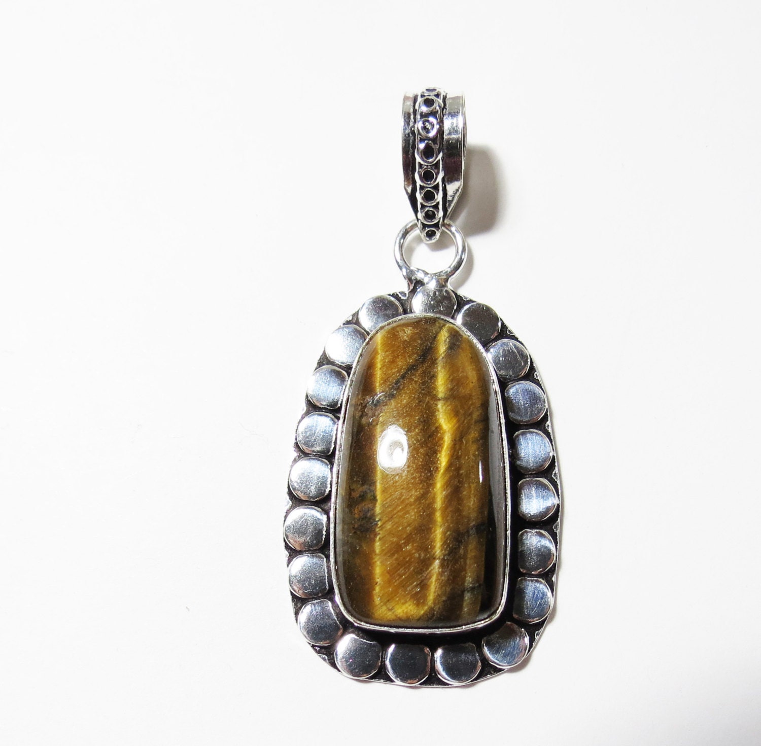 Golden Tigers Eye Gemstone Pendant Sterling Silver Pendant