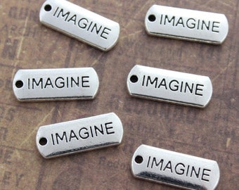 10 IMAGINE Charms IMAGINE Pendants Antiqued Silver Tone 8 x 21 mm