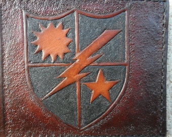 Personalized Genuine Leather Bi Fold Military Wallets - Brown or Black - Hand Tooled and Hand Sewn