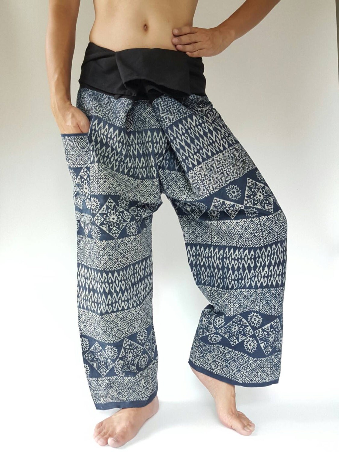 Unique Indigo Thai Fisherman Pants Wide Leg pants Wrap pants