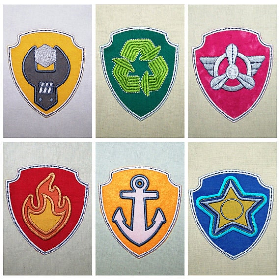 Items similar to Paw Patrol Badges Inspired IRON ON applique on Etsy