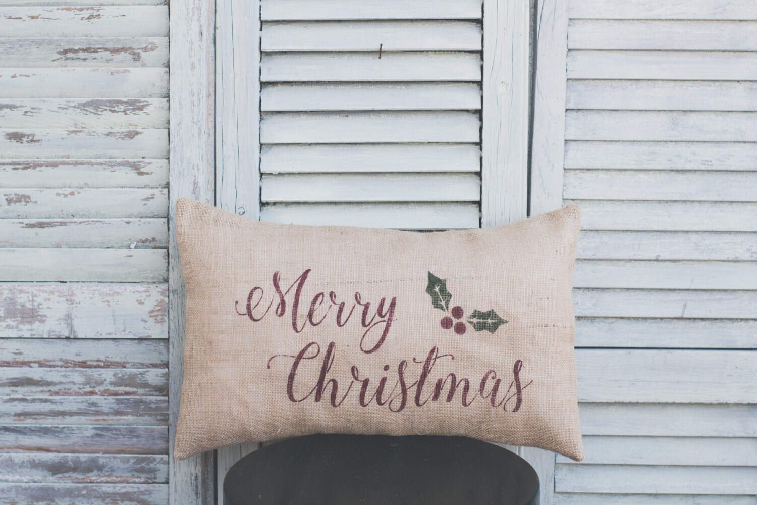 Merry Christmas pillow coverlumbar pillow cover 12x20burlap