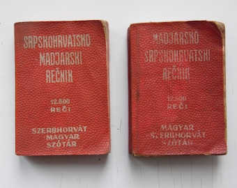 Vintage Pocket Books / Hungarian - Serbo-Croatian and Serbo-Croatian - Hungarian Dictionary / Red Miniature Book