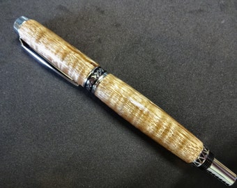 Curly Koa Rollerball Pen, Tapa Traveler Master Style Postable With Polynesian Style Details, Hawaiian Exhibition Grade, Box Included