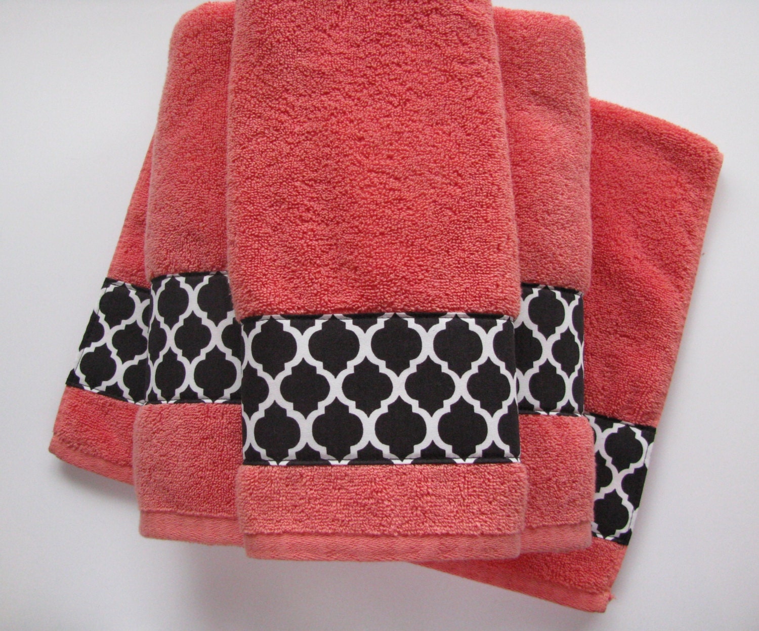 Coral and Black towels coral towels black and coral by AugustAve