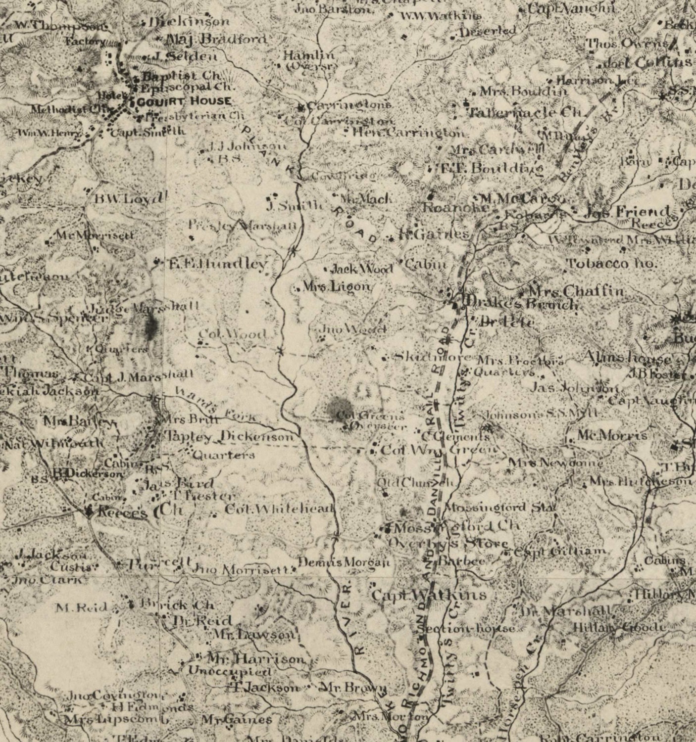 Charlotte County Virginia 1864 Wall Map With by Oldmap on Etsy