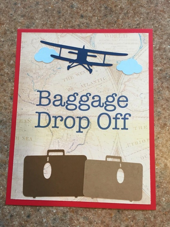 Baggage Drop Off Sign Vintage Airplane Party Decorations
