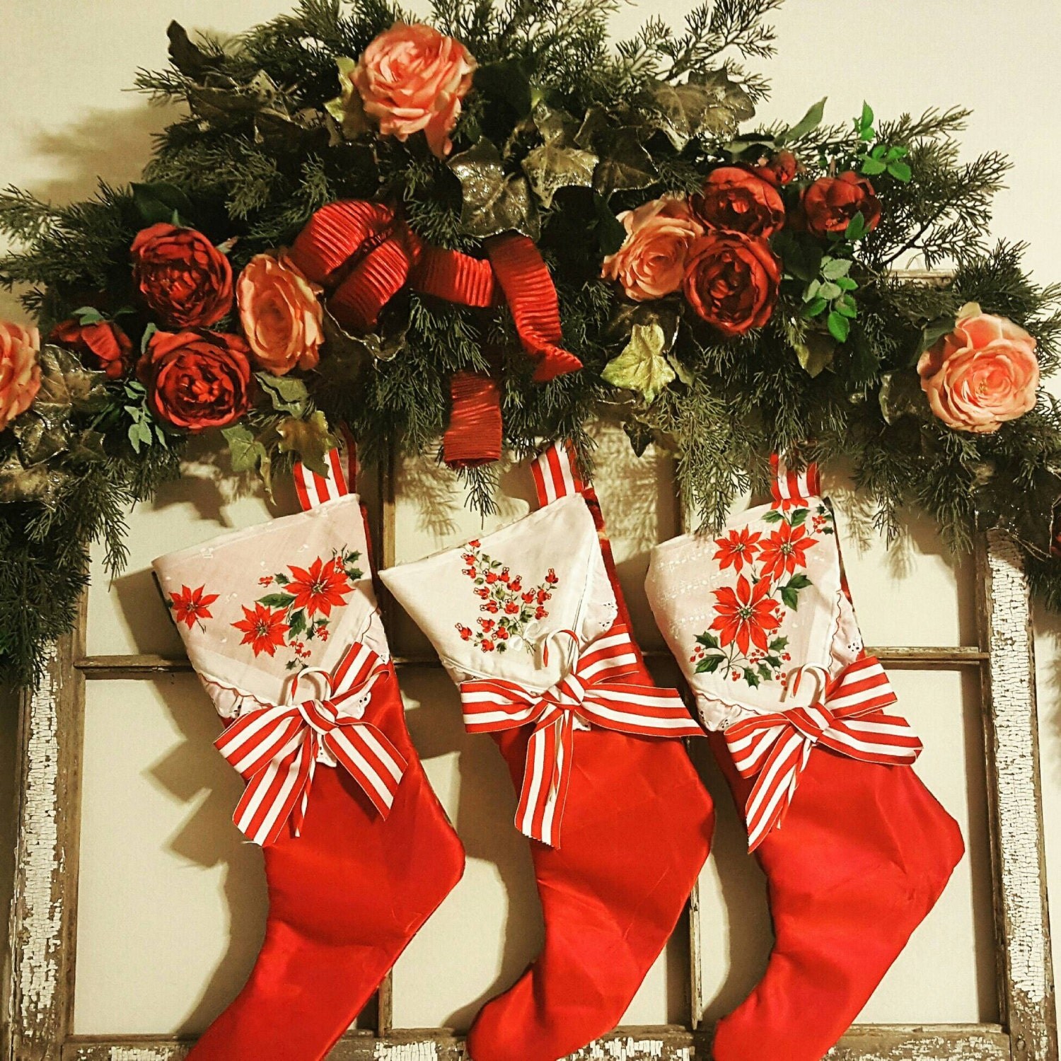 Red Silk Taffeta Velvet Stockings