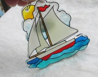 Retro Nautical Sail Boat Joan Baker Designs Suncatcher