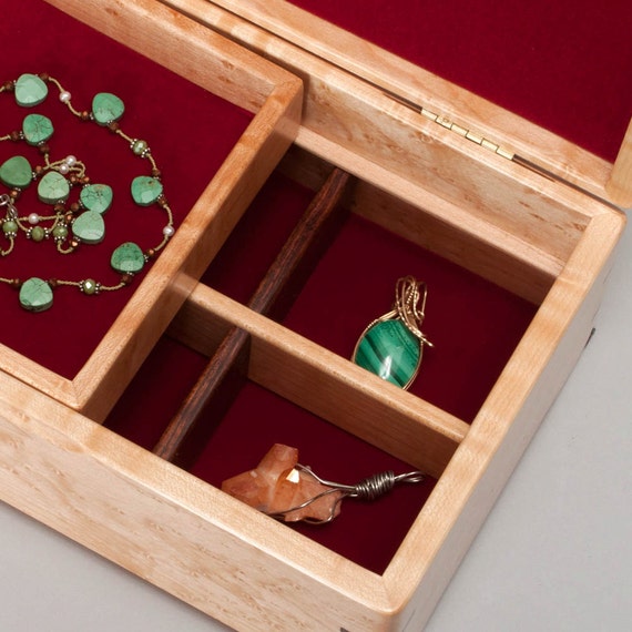 Small Jewelry Box Keepsake Box with Divider Sliding Box and